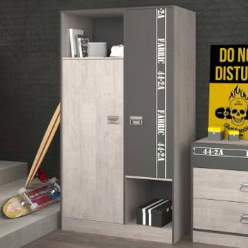 Armoire Fabien 2 portes - gris 