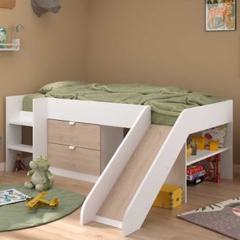 Lit toboggan Tobo 90x200 - chêne/blanc