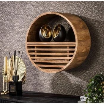 Etagère murale Wes ø50cm x25 cm - bois de manguier sablonneux 
