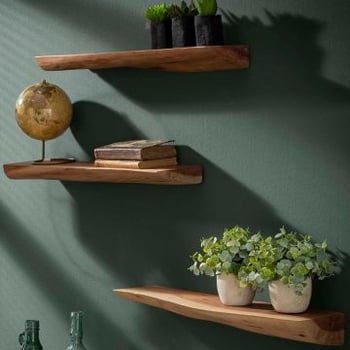 Set de 3 tablettes murales Macy 60 cm - acacia