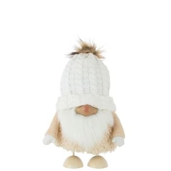 Pere noël pompon poly blanc/beige large
