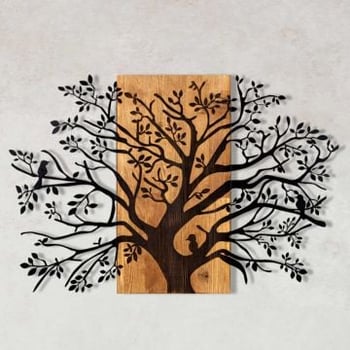 Wallity Accessoire mural décoratif en bois 100% métal noyer noir