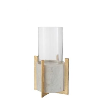 Photophore verre base marbre/metal gris/champagnelarge
