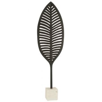 Statue feuille fin decorative aluminium noir/blanc large