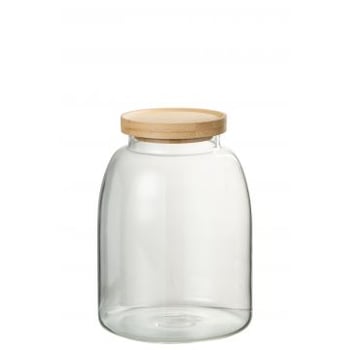 Pot en verre tom verre/bamboo transparent/naturel medium
