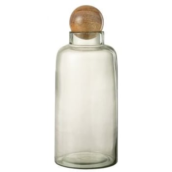 Vase boule bouchon verre/bois transparent