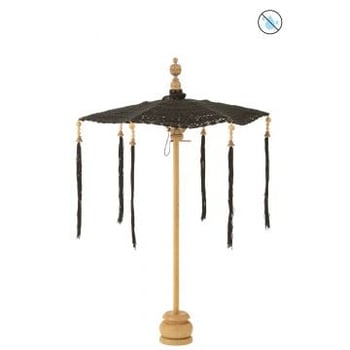 Parasol floche + pied coton/bois noir small