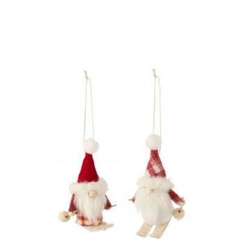 Lutin suspension textile rouge/blanc assortiment de 2