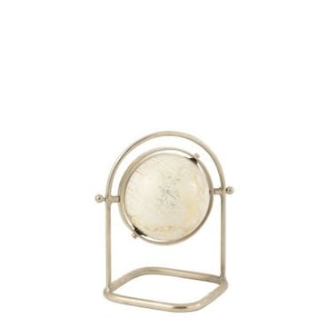 Mappemonde sur pied metal/papier blanc/argent/or small