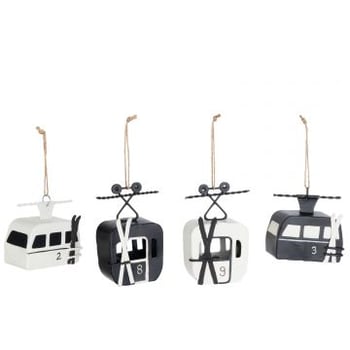 Suspensions cabines de ski metal noir/blanc assortiment de 4