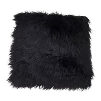 Coussin de siège en peau d'agneau noire 40x40 cm