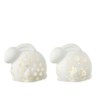 Lapin fleurs led verre blanc large assortiment de 2
