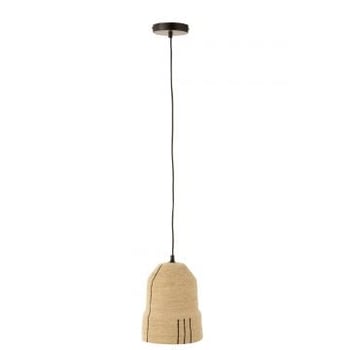 Lampe suspendue lignes jonc de mer naturel/noir