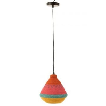 Lampe suspendue lignes+zigzag haut jonc de mer mix