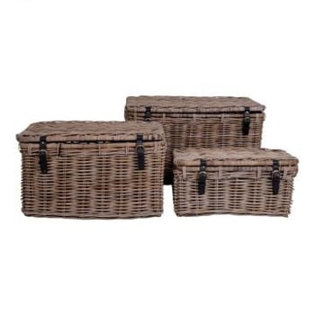 Coffre de rangement en rotin gris Lot de 3