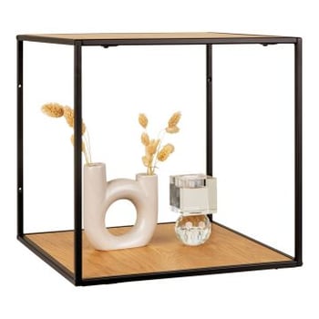 Etagère murale Vita - Chêne naturel et noir - 36x36x36 cm