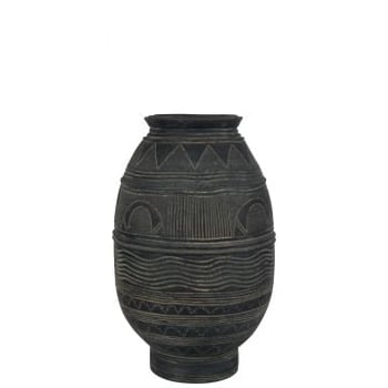 Vase crcche cercle ciment noir/marron large