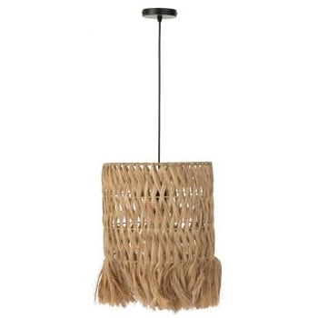 Lampe suspendue rond feuille de bananier naturel