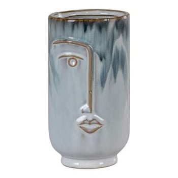 Vase à facettes en céramique bleue bicolore Ø9,5x17 cm