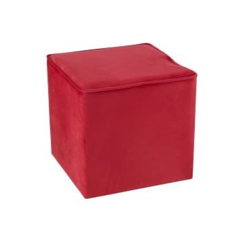Pouf cube velours rose framboise
