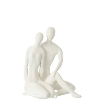 Couple assis moderne resine mat blanc