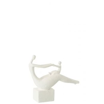 Maman+enfant sur genoux resine mat blanc