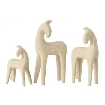Set 3 chevaux moderne resine beige