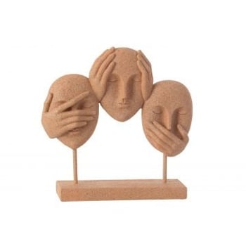 Visage ne rien voir/entendre/se taire sur socle resine terra
