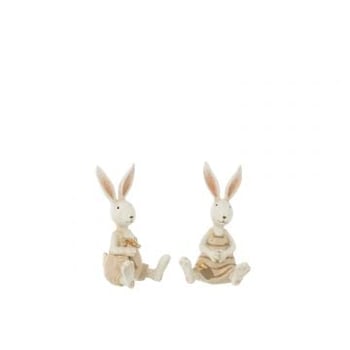 Lapin assis fleurs resine mix assortiment de 2