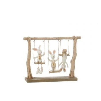 Lapin sur balancoire resine mix