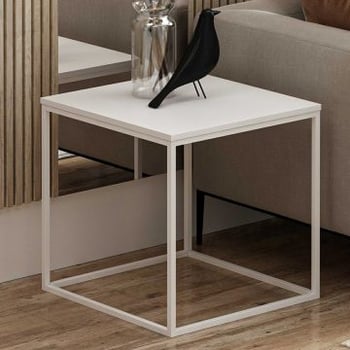 Table d'appoint Woody Fashion -50x52x50 cm - Blanc 