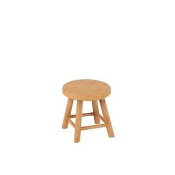 Tabouret rond rotin/bois de sapin naturel