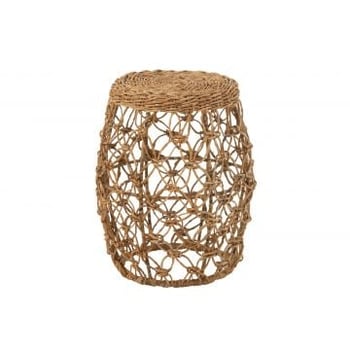 Table d'appoint baril fer/feuille de bananier naturel