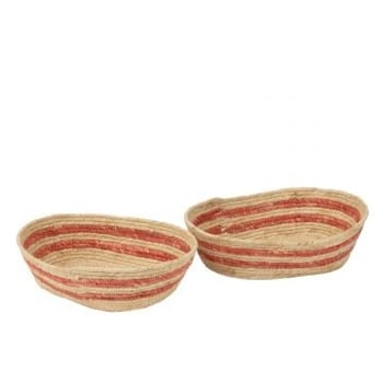 Set de 2 panier lignes maïs naturel/rouge