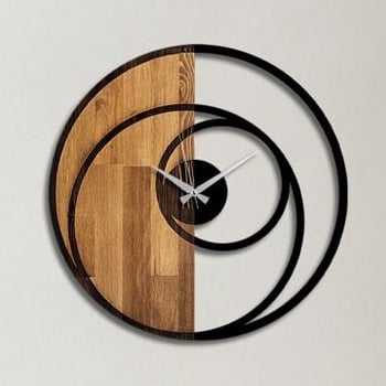 Horloge murale décorative en bois Tanelorn | 100% bois/métal | Noyer noir