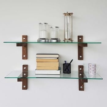 Etagère murale Locelso | 100% Verre et Pin | Noyer