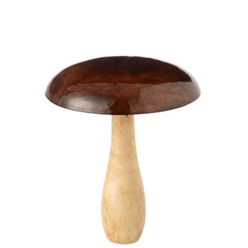 Champignon brillant bois de manguier naturel/marron large