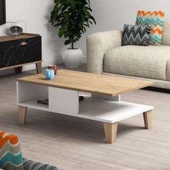 Table basse Almaren | 100% mélaminé | Chêne Blanc