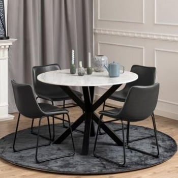 Table à manger Hennie ø110cm - marbre blanc 