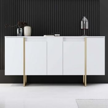 Buffet Woody Fashion | 160 x 35 x 80 cm | Design White Gold