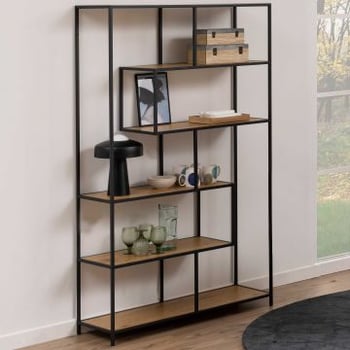 Etagère Dover 114 cm 4 tablettes - noir/chêne sauvage