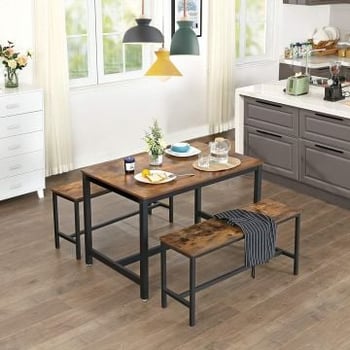 Lot de 2 bancs Miles - brun/noir