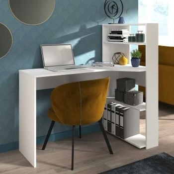 Bureau Monsieur 122cm avec bibliothèque - blanc