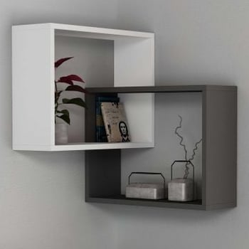 Woody Fashion Wall Shelf | 100% Melamine Coated | White Anthracite