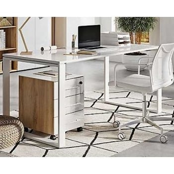 Ensemble de bureau Navarra | Table de bureau et commode | Marron-blanc