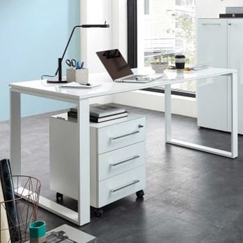 Ensemble de bureau Mouna | bureau et commode | blanc