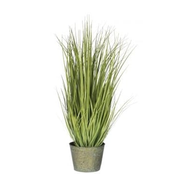 Herbes sauvages + pot en metal plastique vert large