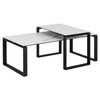 Lot de 2 tables basses Nicola avec plateau en céramique - blanc