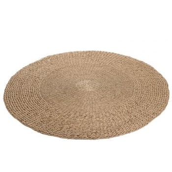Tapis rond tresse zostere naturel