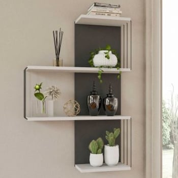 Etagère murale | 18mm mélaminé | 64x96x19cm | Blanc Anthracite